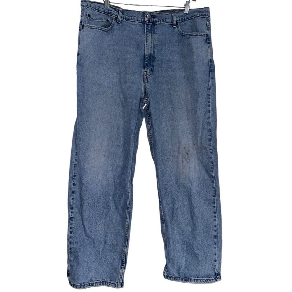 Levi's 550 Jeans Men 44x29 Relaxed Fit Zip Fly Blue Denim Stained Work